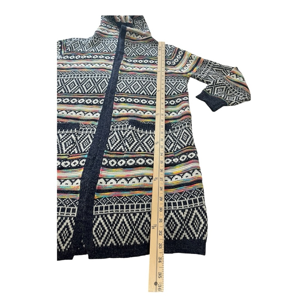Monteau Women’s Fair Isle Cardigan Open Front Hooded Rainbow Large - Picture 11 of 12